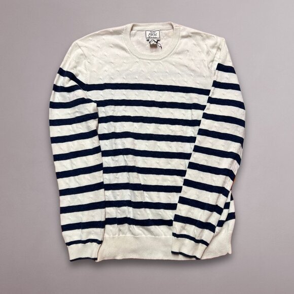 Jos A. Bank Men’s Sweater Blue Striped Crew Neck Pullover - Picture 2 of 5